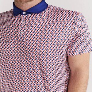 NWT Redvanly‎ Cowley Golf Polo Shirt Mens M Mazarine Blue/Red/White MSRP $105